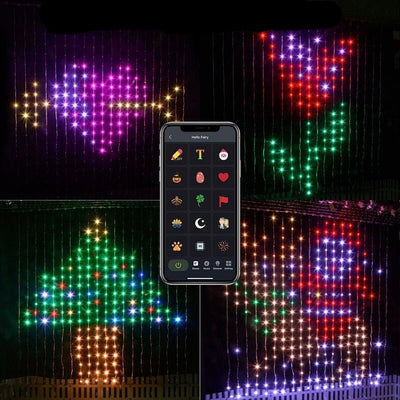 Smart Curtain Lights LED String With APP Remote Control Display