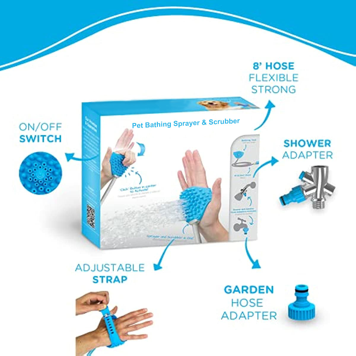 Dog Bath Brush Sprayer With Scrubber For Easy Pet Grooming