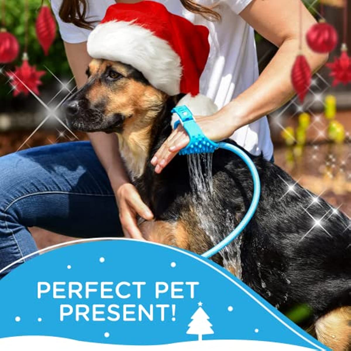 Dog Bath Brush Sprayer With Scrubber For Easy Pet Grooming
