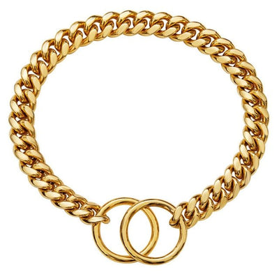 Heavy Duty Dog Chain Collar Black Gold Stainless Steel For Dogs