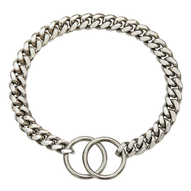 Heavy Duty Dog Chain Collar Black Gold Stainless Steel For Dogs