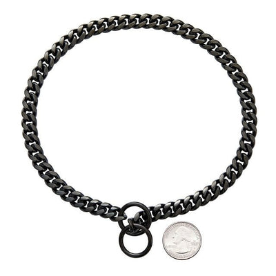 Heavy Duty Dog Chain Collar Black Gold Stainless Steel For Dogs