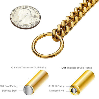 Heavy Duty Dog Chain Collar Black Gold Stainless Steel For Dogs