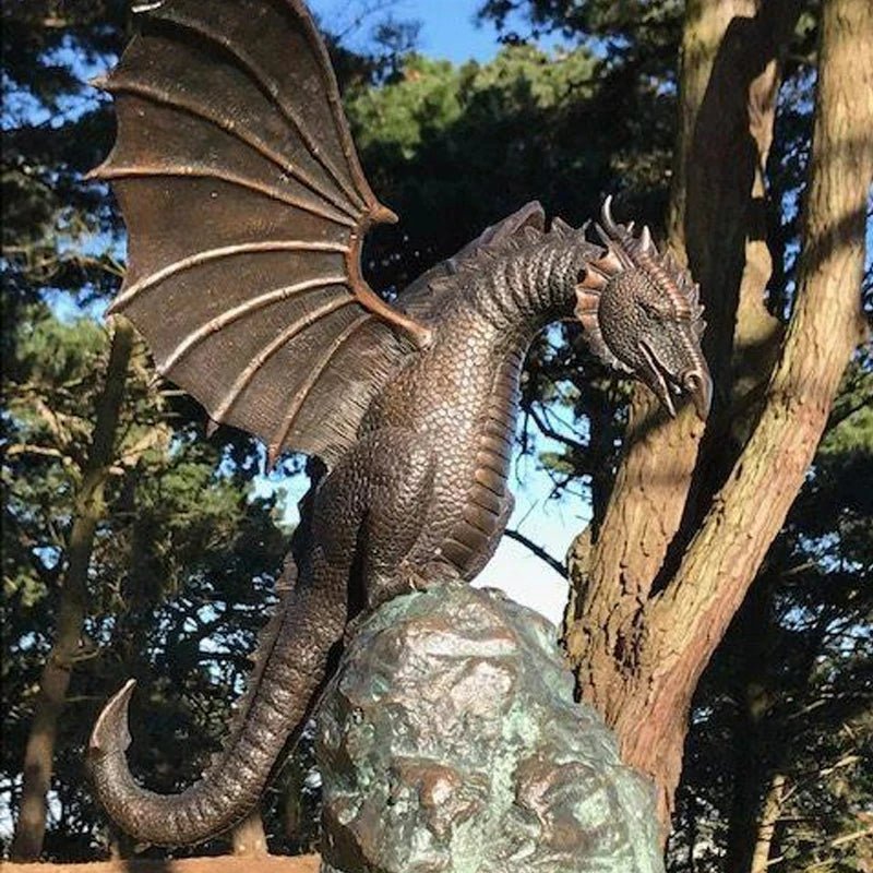 Bronze Dragon Garden Sculpture Fire-Breathing Fountain Decor