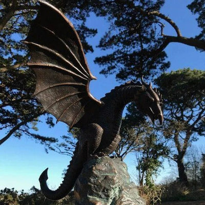 Bronze Dragon Garden Sculpture Fire-Breathing Fountain Decor