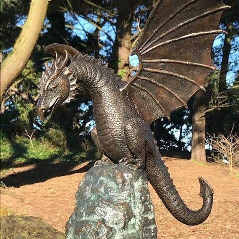 Bronze Dragon Garden Sculpture Fire-Breathing Fountain Decor