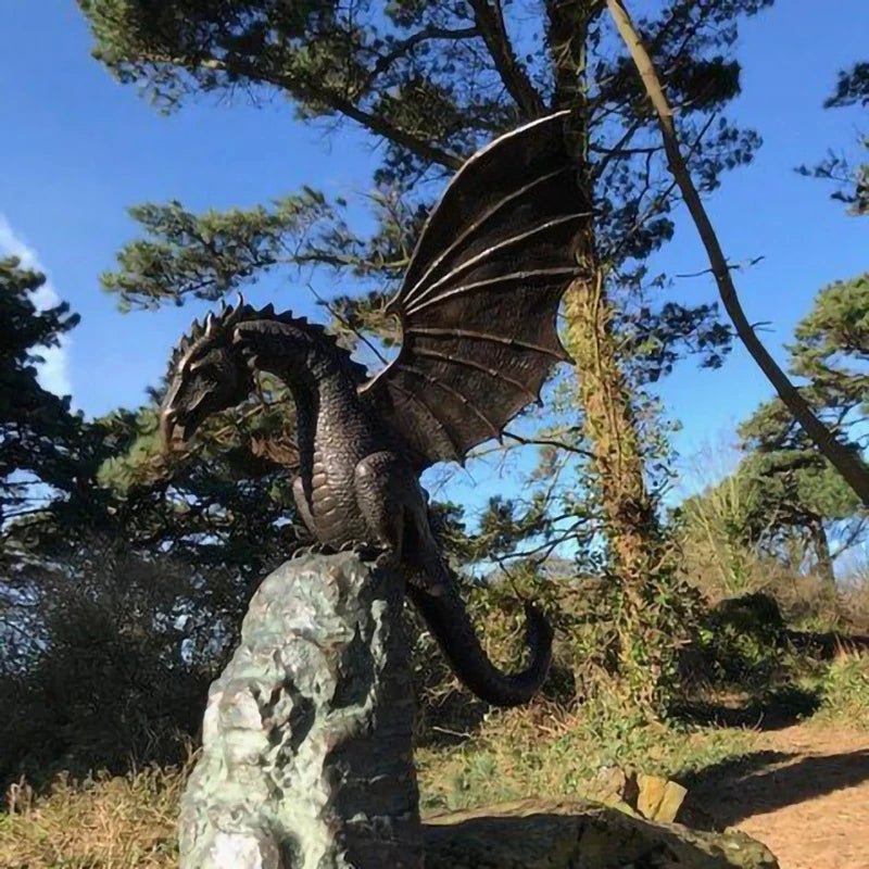 Bronze Dragon Garden Sculpture Fire-Breathing Fountain Decor