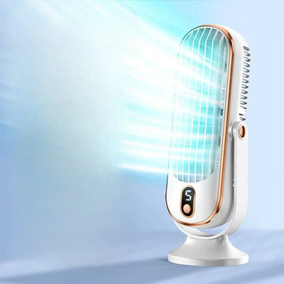 Dual Motor Desk Air Cooler Quiet USB Rechargeable Table Fan