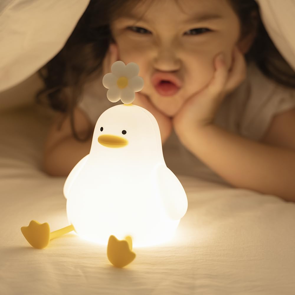 Duck LED Night Lamp USB Rechargeable Silicone Touch Sensor Timer