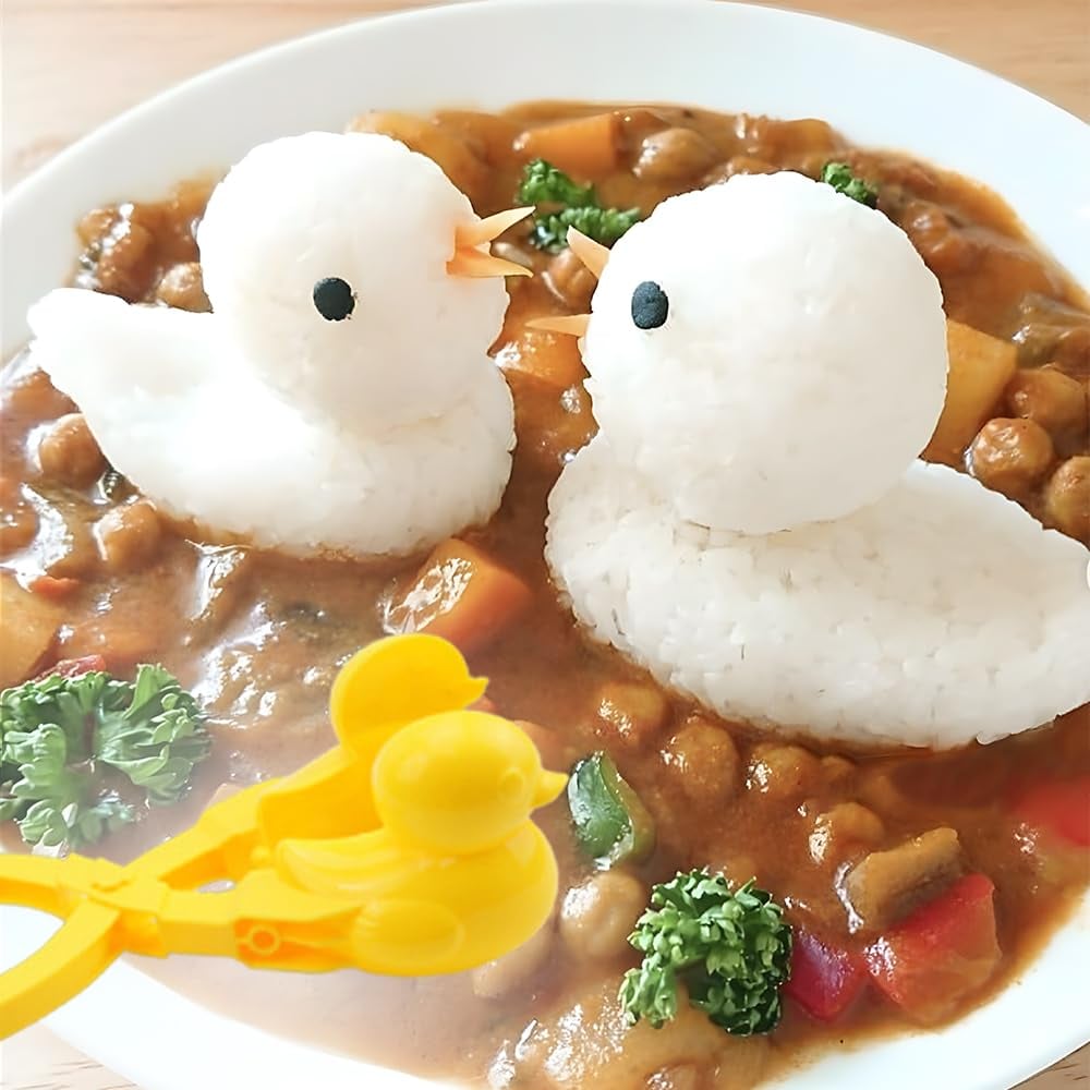 Rice Mold Shaper Tool With Duck Heart Bear Snowman Crocodile Shapes