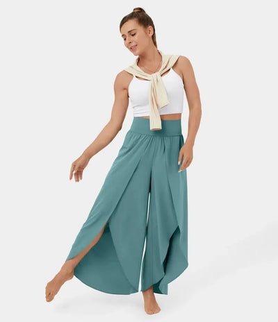 High Waisted Wide Leg Pants Split Casual Quick Dry Design
