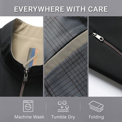 Men's Standing Collar Zipper Jacket Casual Lightweight Outerwear