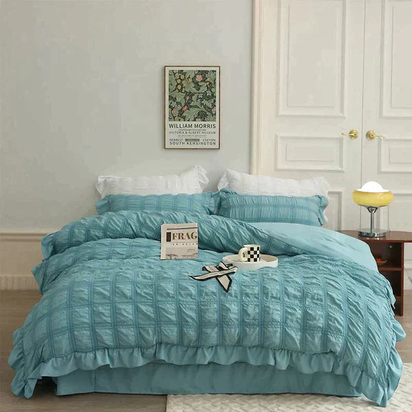 Icy Summer Seersucker Quilt Set 4-Piece Lightweight Cooling Quilt