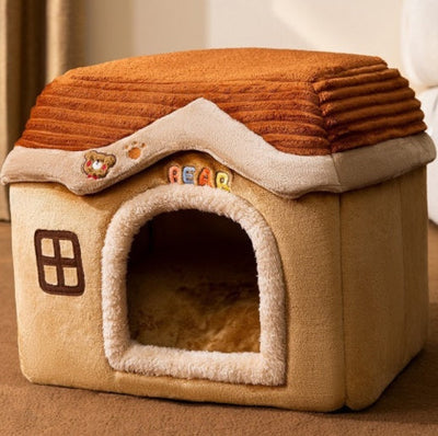 Foldable Dog House Warm Removable Nest Enclosed Pet Bed Sofa