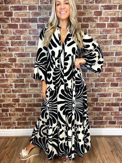 Floral Print Maxi Dress Soft Breathable Bell Sleeve Maxi Dress