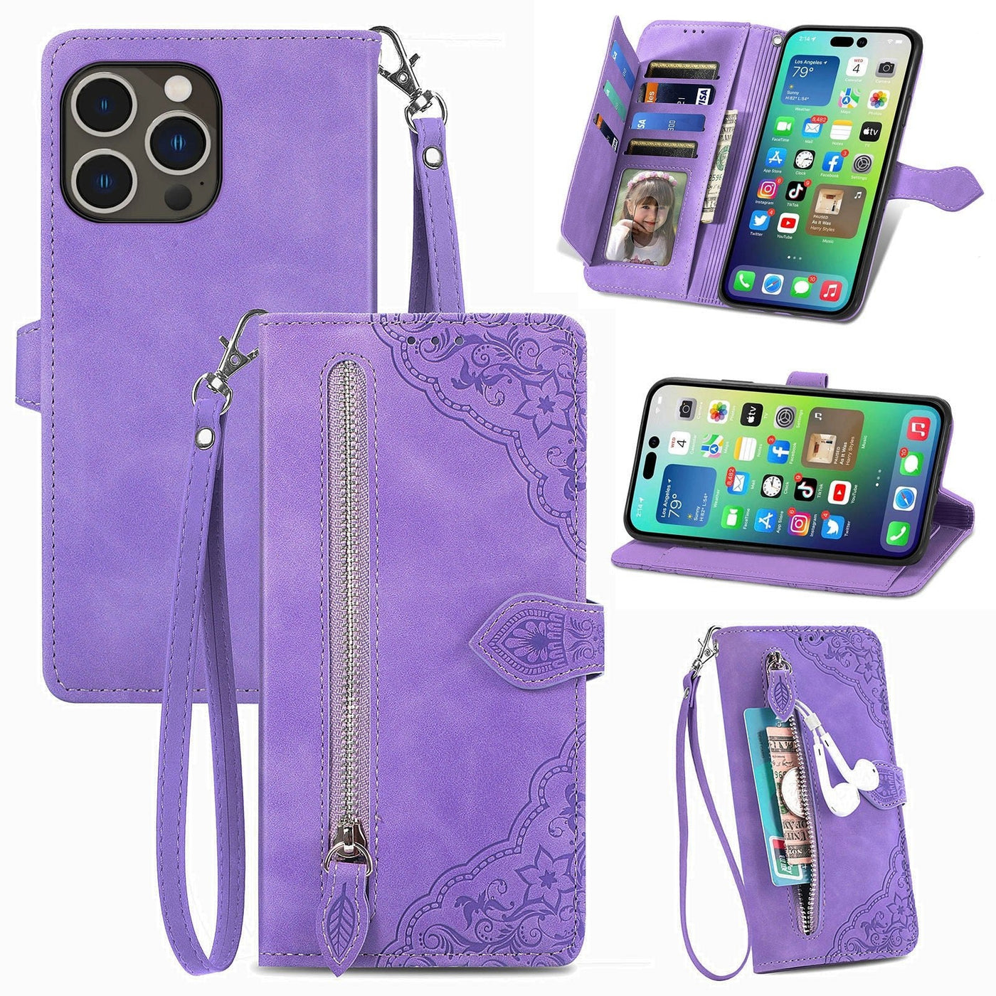 Skin Feel Flip Leather Wallet Phone Case For Protection