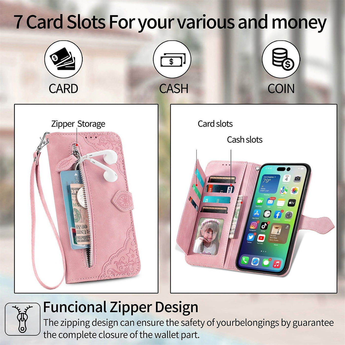 Skin Feel Flip Leather Wallet Phone Case For Protection