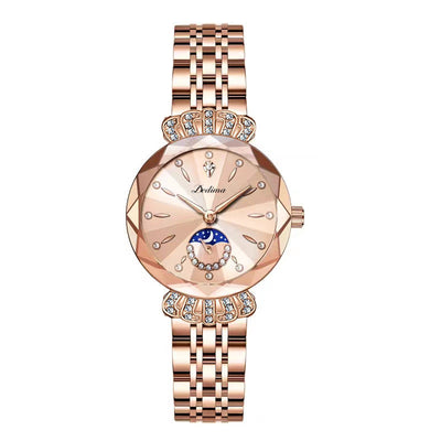Diamond Moon Star Watch For Women Elegant Stylish Jewelry Timepiece