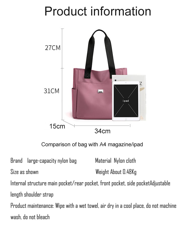Waterproof Nylon Shoulder Bag Large Capacity Multi Pocket Design