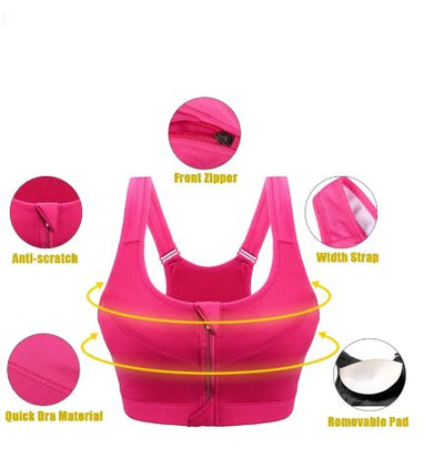Easy Fit Zip Front Sports Bra For Maximum Comfort Support