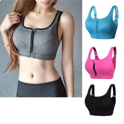 Easy Fit Zip Front Sports Bra For Maximum Comfort Support