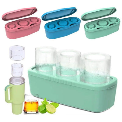 Easy-release Silicone Ice Tray Three Compartment Flexible Mold