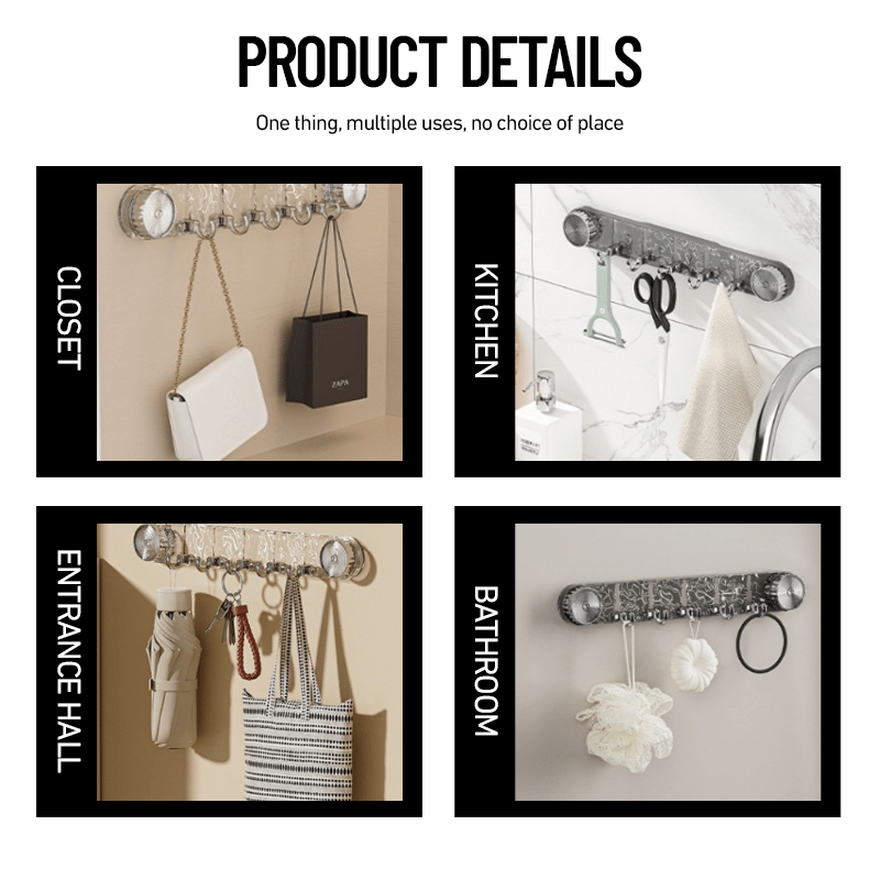 Rotating Suction Cup Hooks With Corrugated Row And Sturdy Hooks
