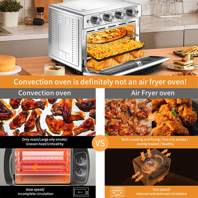 Geek Chef Air Fryer Oven 26QT 6 Slice Extra Large Stainless Steel