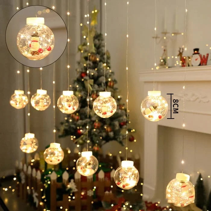 Christmas LED Wishing Ball String Lights Set Of 10 Decorative Balls