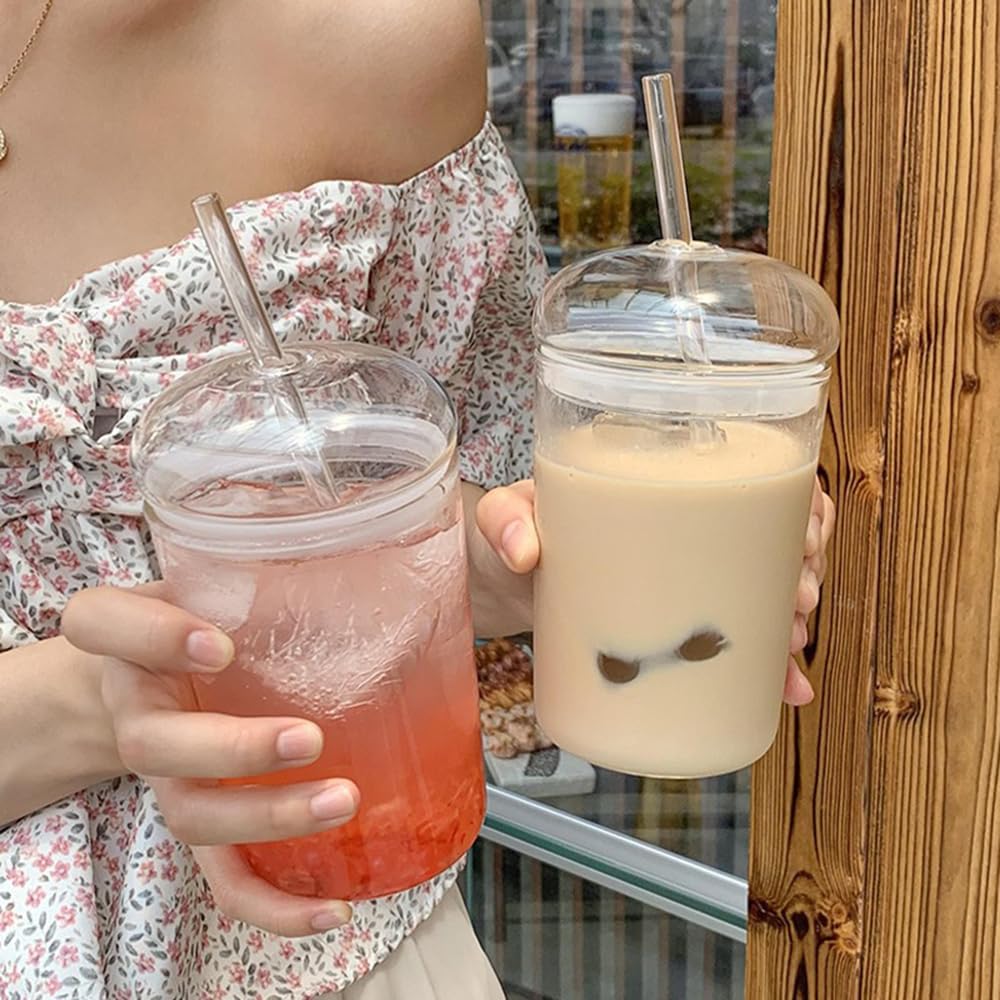 Borosilicate Glass Tumbler With Lid And Straw Eco Friendly Design