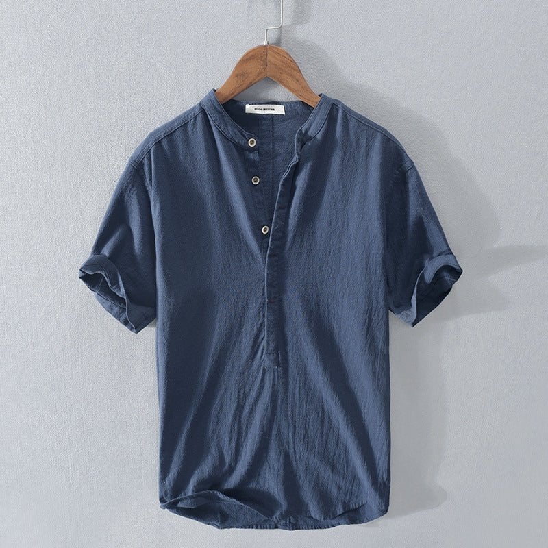 Men's Linen Casual Shirt Short Sleeve Lightweight Summer Top