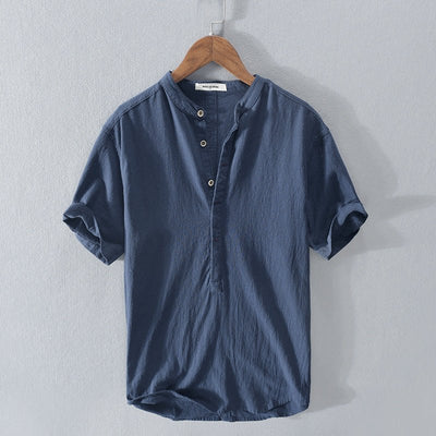 Men's Linen Casual Shirt Short Sleeve Lightweight Summer Top