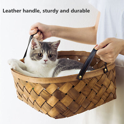 Woven Cat Bed Comfortable Cozy Durable Soft Pet Sleeping Basket
