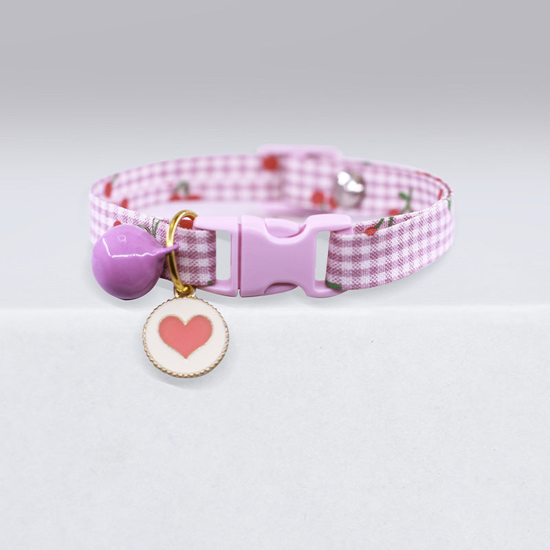 Polka Dot Cat Collar With Bell Adjustable Cute Design
