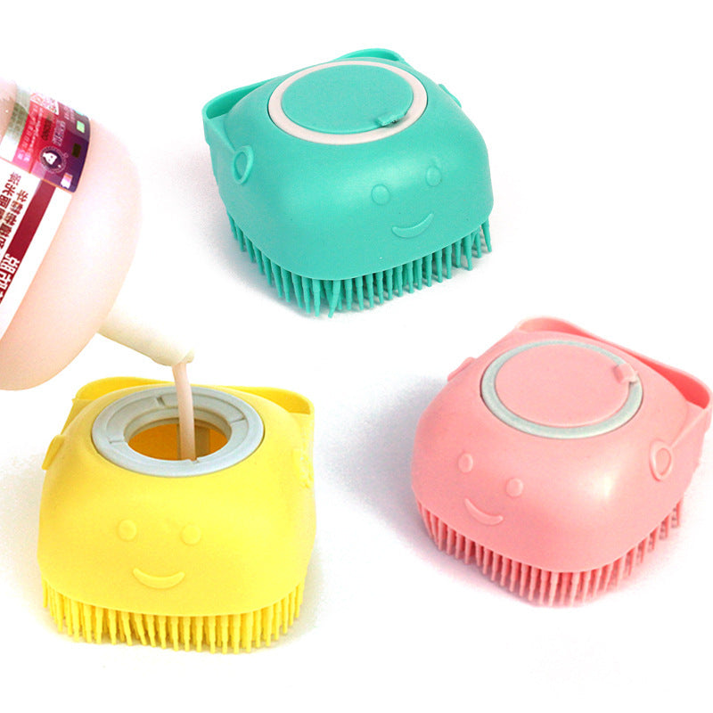 Silicone Dog Grooming Brush Bath Massage Gloves Shampoo Dispenser