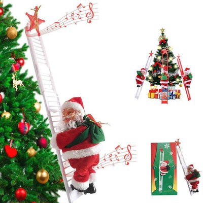 Electric Climbing Ladder Santa Claus Doll With Music And Bag