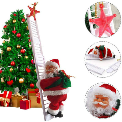 Electric Climbing Ladder Santa Claus Doll With Music And Bag
