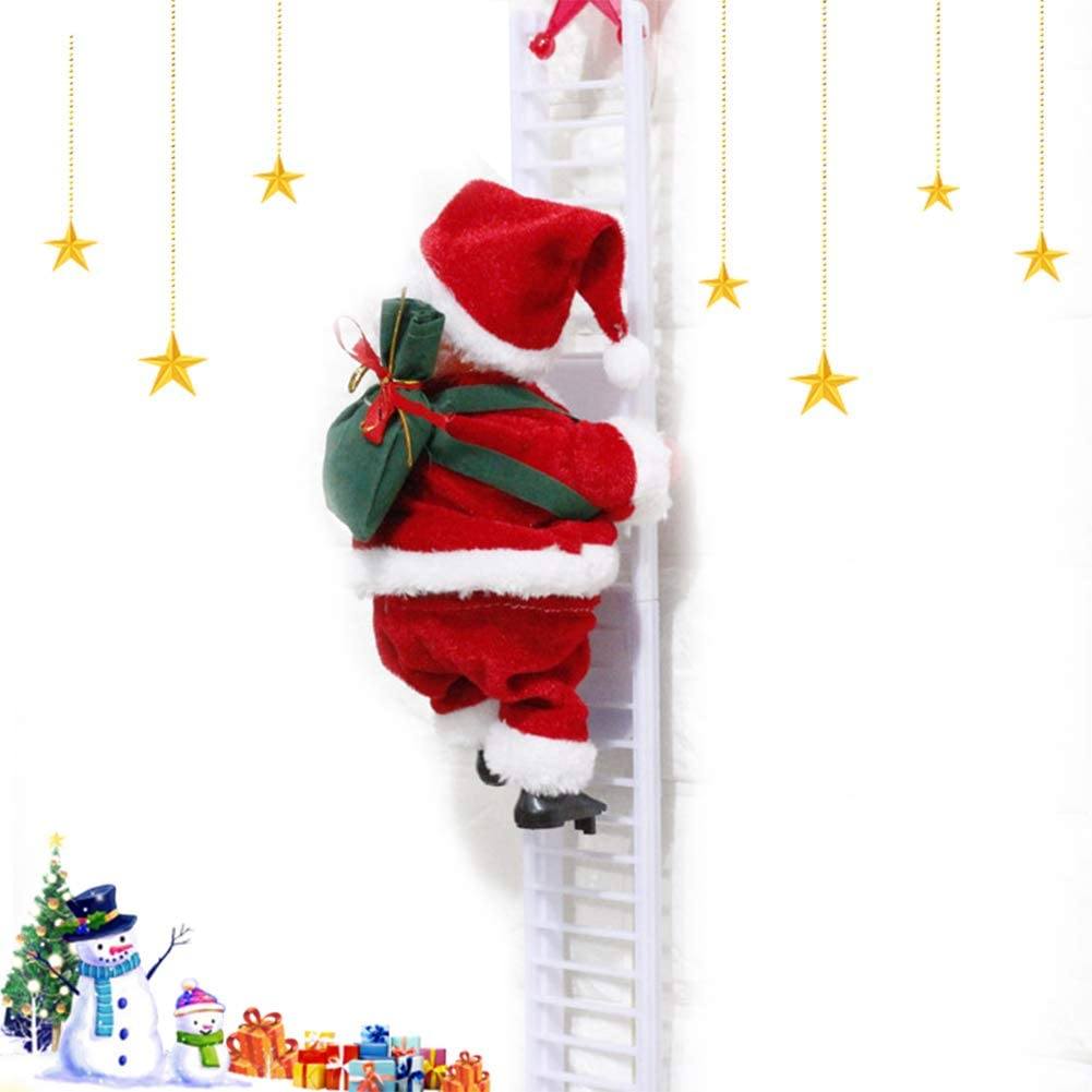 Electric Climbing Ladder Santa Claus Doll With Music And Bag