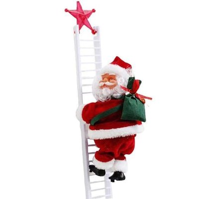 Electric Climbing Ladder Santa Claus Doll With Music And Bag