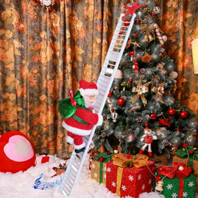 Electric Climbing Ladder Santa Claus Doll With Music And Bag