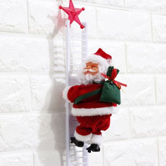 Electric Climbing Ladder Santa Claus Doll With Music And Bag