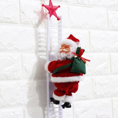 Electric Climbing Ladder Santa Claus Doll With Music And Bag