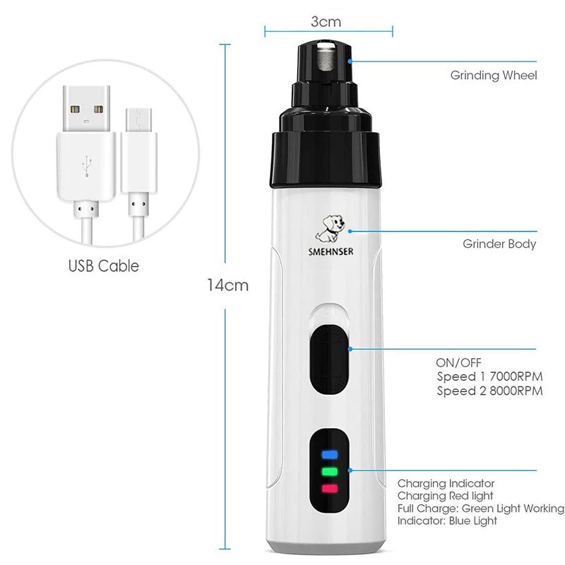 Electric Pet Nail Grinder Quiet Trimmer For Cats And Dogs