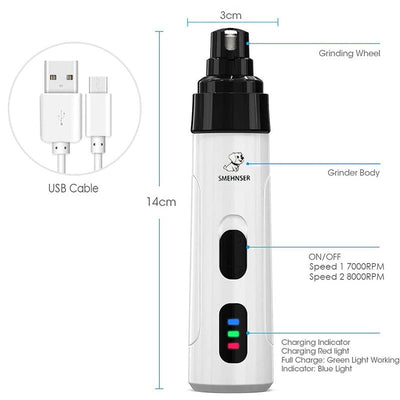 Electric Pet Nail Grinder Quiet Trimmer For Cats And Dogs
