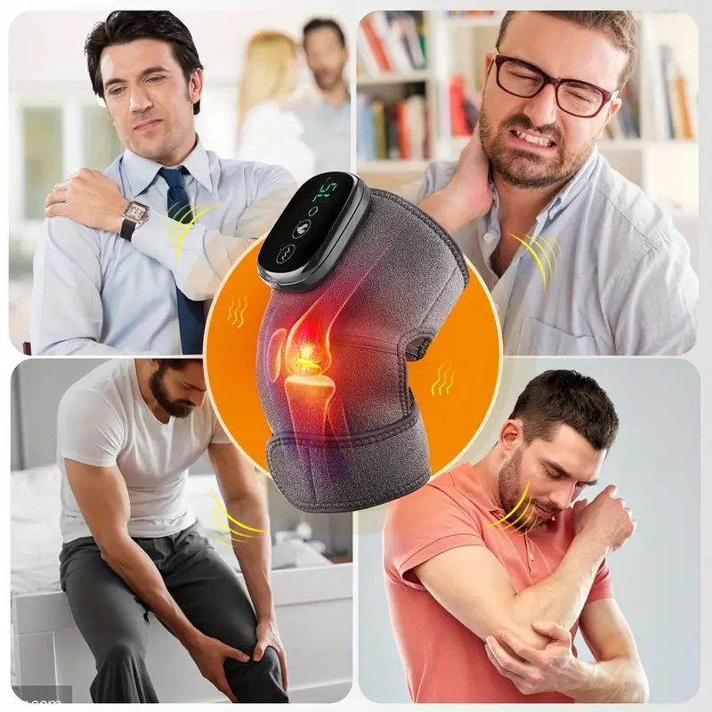 Electric Heating Knee Massager Cordless Rechargeable Wrap With Vibration