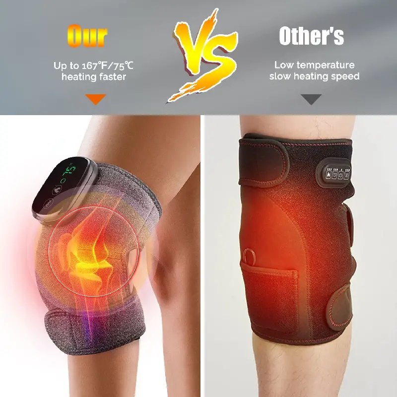Electric Heating Knee Massager Cordless Rechargeable Wrap With Vibration