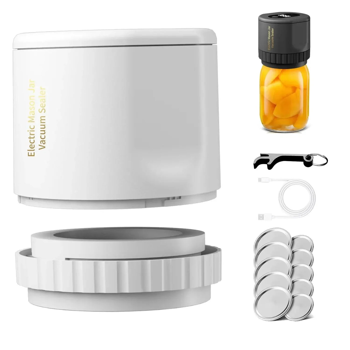 Electric Mason Jar Vacuum Sealer Cordless Kit For Wide And Regular Mouth Jars