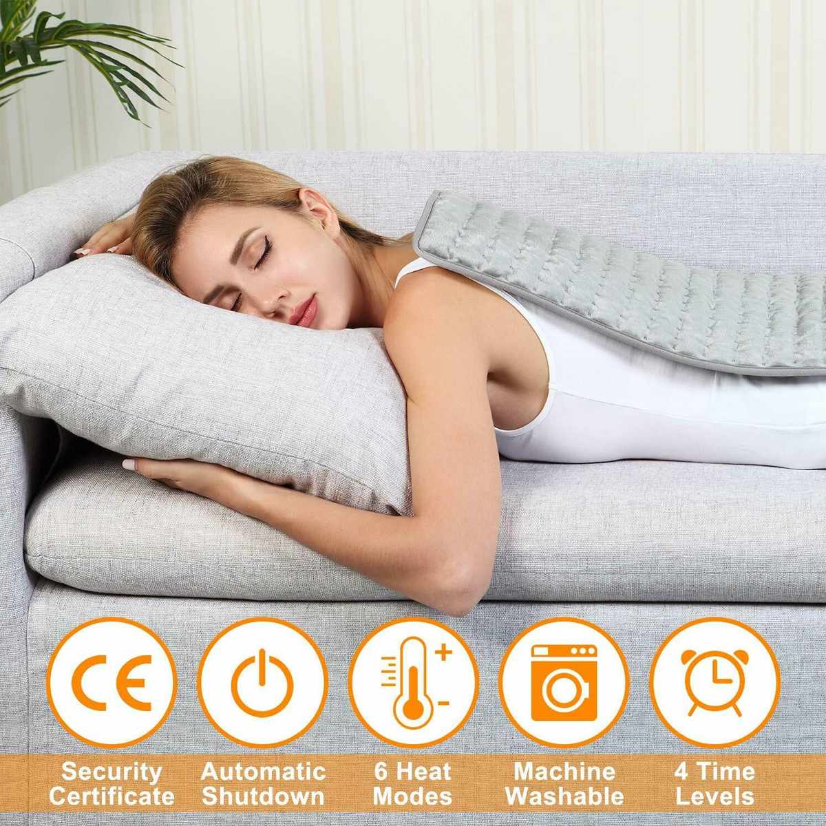 Electric Heating Pad With 6 Temperature Levels And Timer Pain Relief