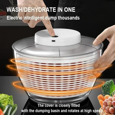 Electric Salad Spinner With Large Bowl Colander For Vegetables Herbs