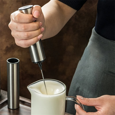 Electric Milk Frother Stainless Steel Handheld Mixer For Coffee Foam